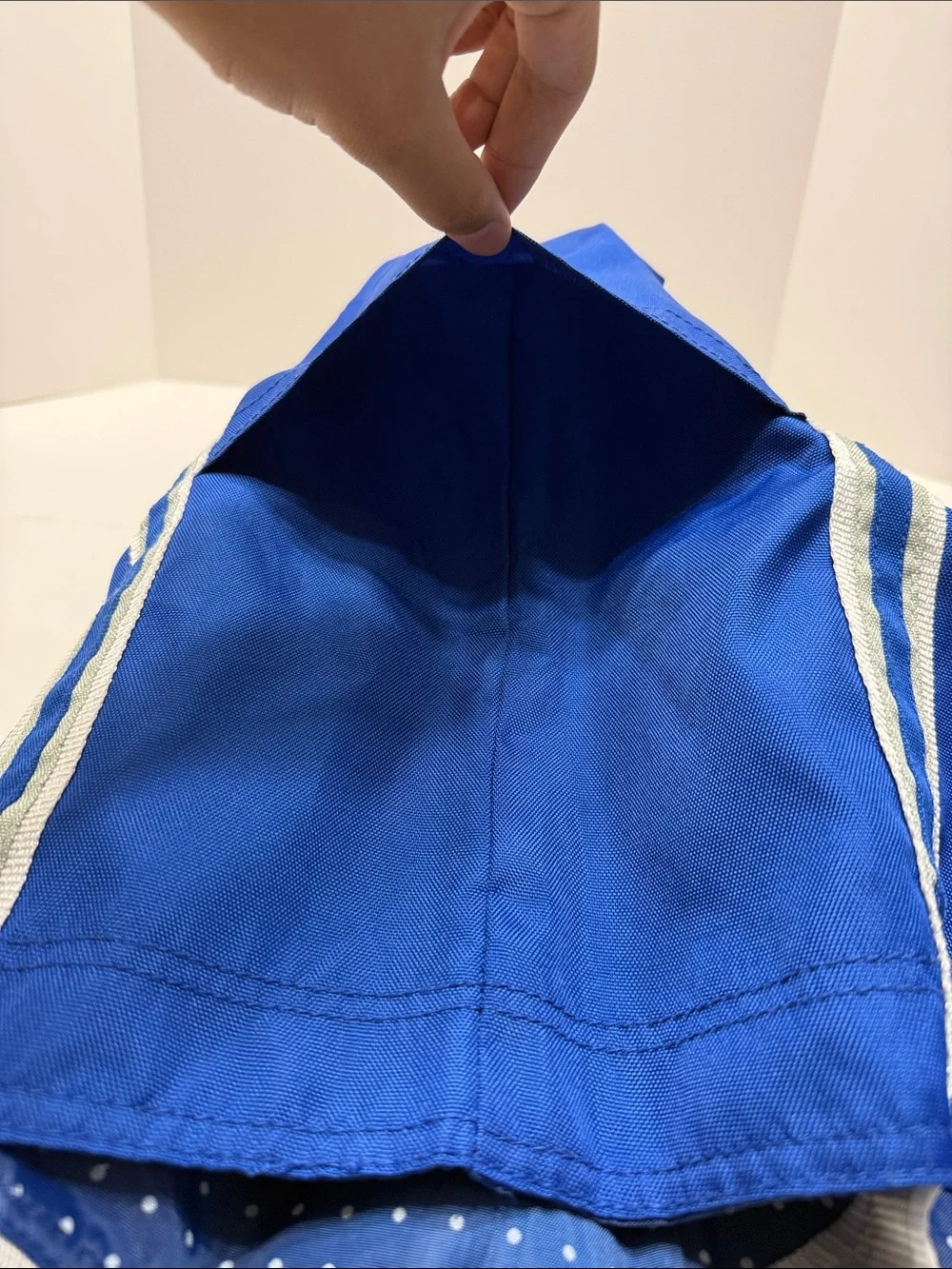 Bright Blue Striped Canvas Tote with Contrasting Trim